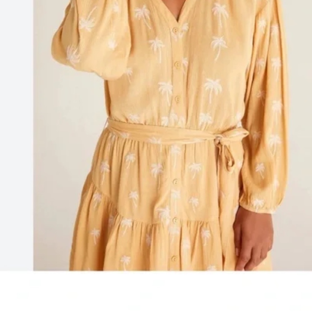 Z Supply Yellow Palm Print Mini Dress